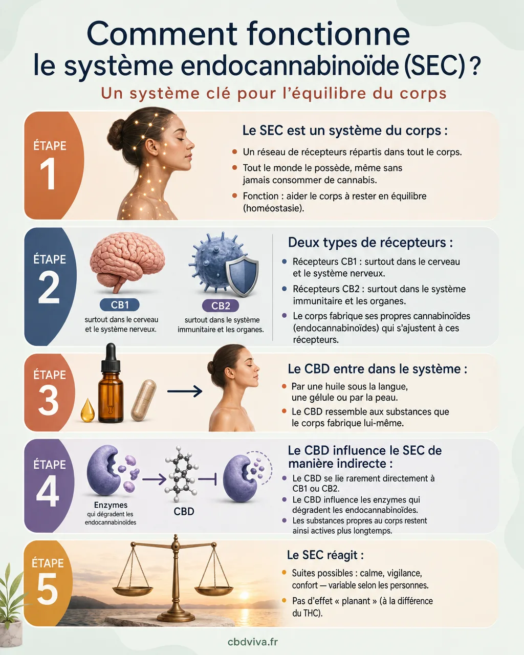 Schéma du système endocannabinoïde expliqué en cinq étapes